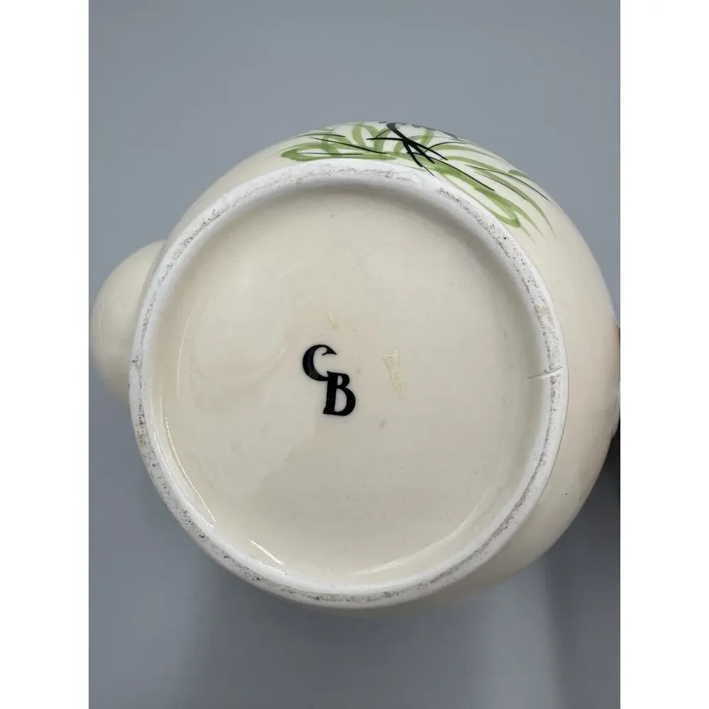 Crackle Barrel Rooster Teapot With Lid Blue Handle